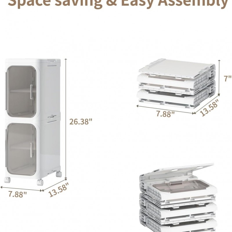 2 Tiers Slim Narrow Storage Cabinet Drawer Bathroom Bedroom Organizer Gap Shelf