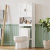 Over The Toilet Storage Cabinet With Adjustable Shelf, Bathroom Space Saver Organizer With Double Doors And Open Shelf, Freestanding Toilet Rack For Small Bathroom  White