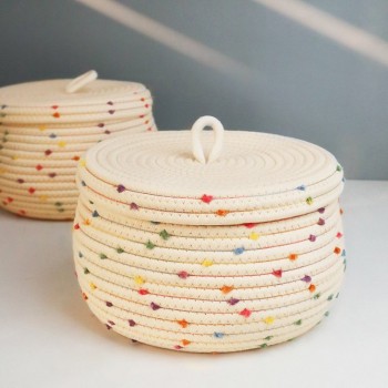 Cotton Thread Storage Basket Desktop Snack Toy With Lid Storage Basket