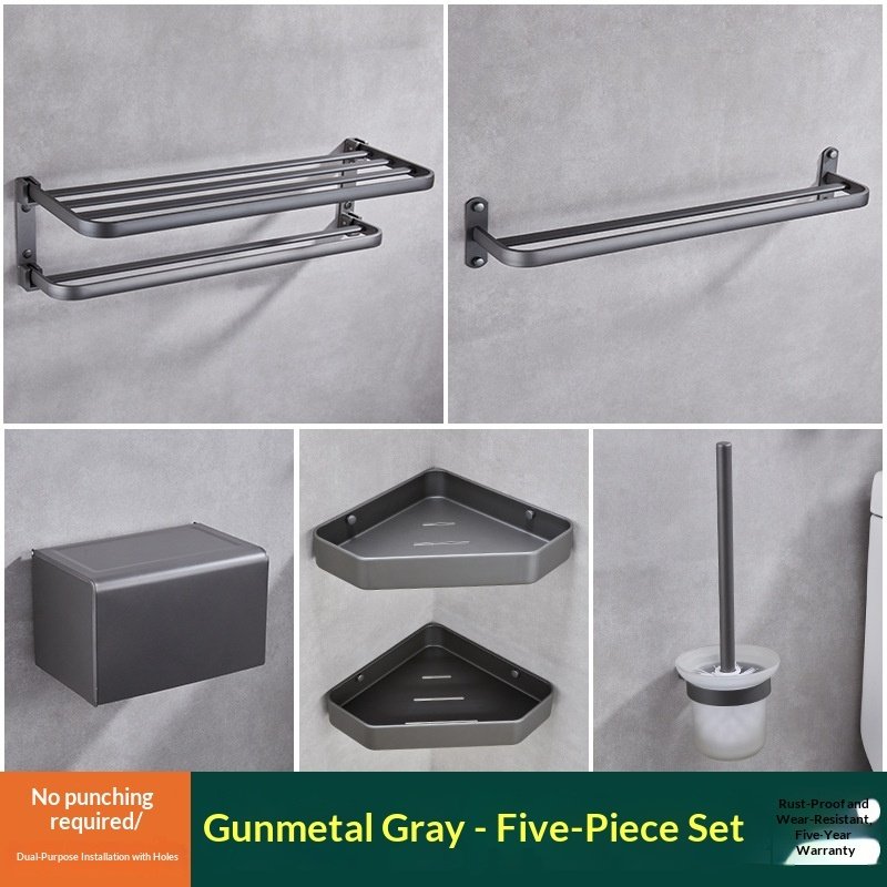 Gun-gray Space Aluminum Bathroom Hardware Bathroom Toilet Shelf