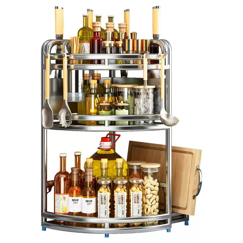 Stainless Steel Kitchen Seasoning Rack With Countertop