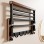 Walnut Wood Towel Rack Bathroom Shelf No Drilling Required